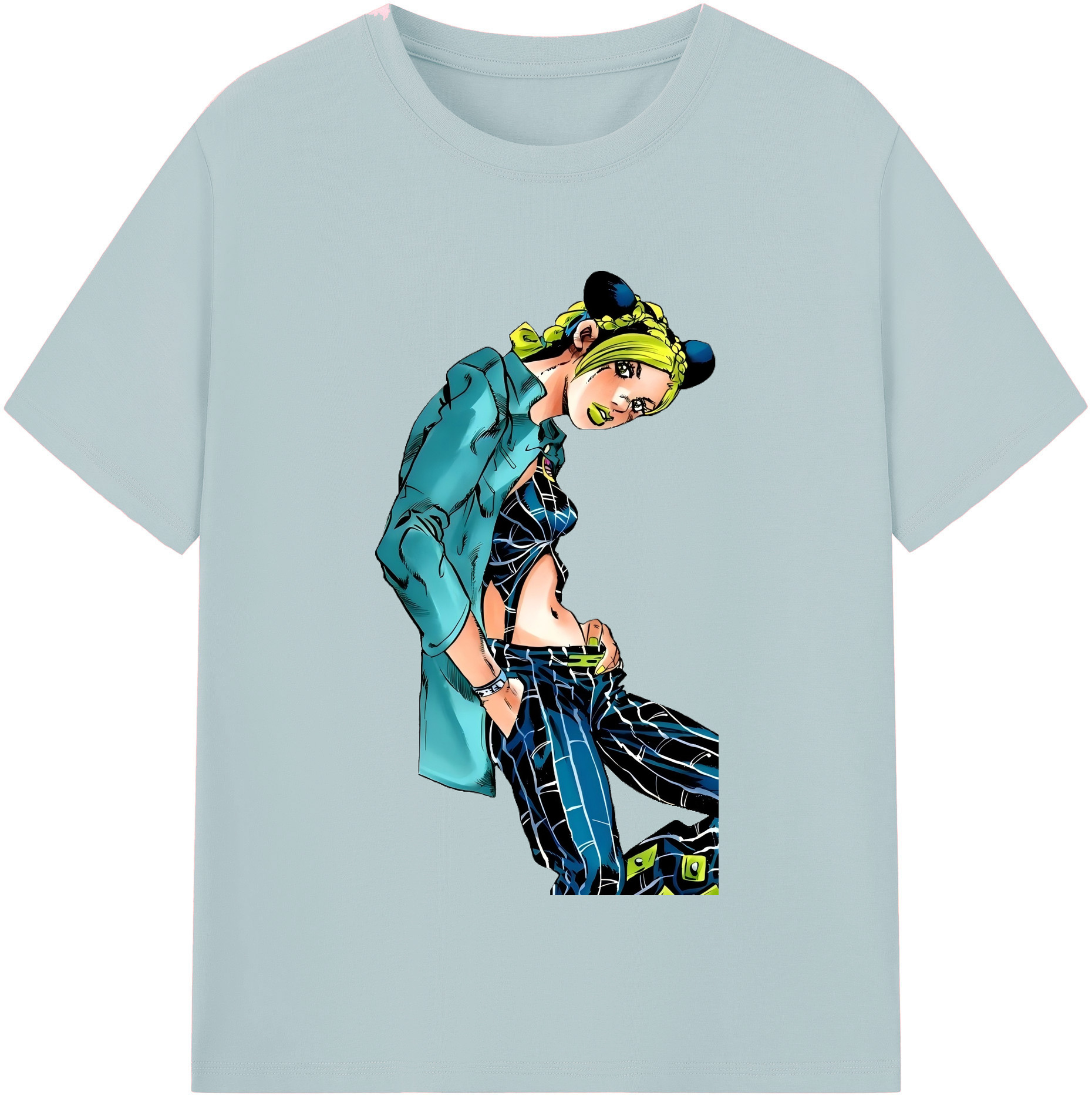 （画像用） "ジョジョの奇妙な冒険 くうじょう ジョリーン JoJo's Bizarre Adventure Jolyne Cujoh " 綿100％半袖Tシャツ（フロントプリント）